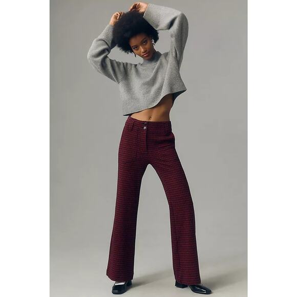 Anthropologie Pants - Maeve Anthropologie Pants Womens 6P Red Naomi Flare Stretch Preppy Academia